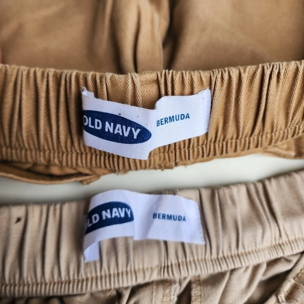 Lot Of 2 Old Navy Girls Bermuda Uniform Shorts Khaki Tan Beige Elastic Waist M 8